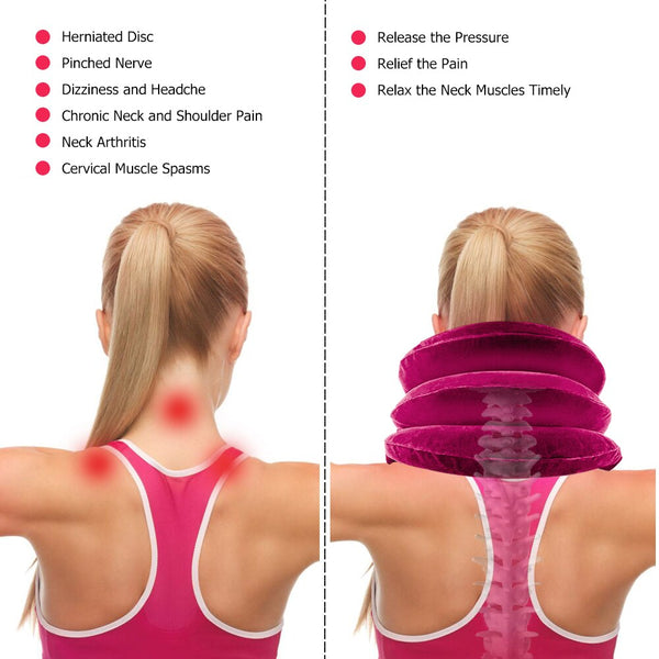 3Layer Neck Traction Device Inflatable Air Cervical Neck Pillow Brace Neck Massage Muscle Relax Shoulder Pain Relief Health Care | Vimost Shop.