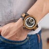 Wooden Mechanical Watch Men Luxury Retro Design Case With Gold Label Beside Automatic and Multi-Functional Wristwatch | Vimost Shop.