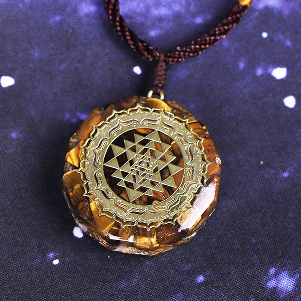 Orgonite Pendant Sri Yantra Necklace Tiger Eye Necklace Sacred Geometry Energy Healing Yoga  Jewelry | Vimost Shop.