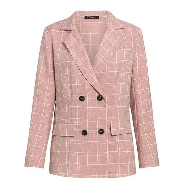 Fashion plaid women blazer suits Long sleeve double breasted blazer | Vimost Shop.