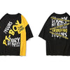 Men Color Patchwork Letter Print Male Short Sleeve Hip Hop Tops Summer T Shirt Couple Harajuku Streetwear | Vimost Shop.
