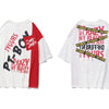 Men Color Patchwork Letter Print Male Short Sleeve Hip Hop Tops Summer T Shirt Couple Harajuku Streetwear | Vimost Shop.
