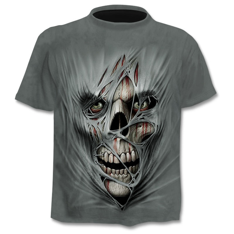 Skull graphic T-shirt horror men's T-shirt 3D fashion tops summer T-shirt men's O-neck shirt boy clothing plus size streetwear | Vimost Shop.