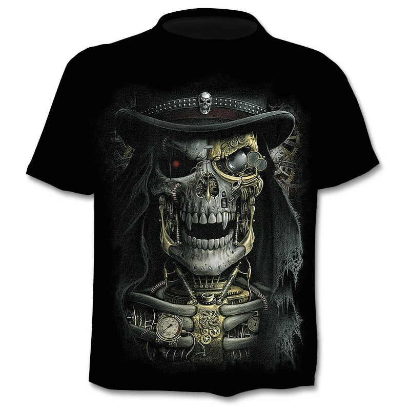 Skull graphic T-shirt horror men's T-shirt 3D fashion tops summer T-shirt men's O-neck shirt boy clothing plus size streetwear | Vimost Shop.