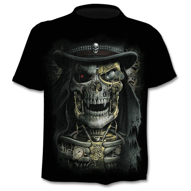 Skull graphic T-shirt horror men's T-shirt 3D fashion tops summer T-shirt men's O-neck shirt boy clothing plus size streetwear | Vimost Shop.