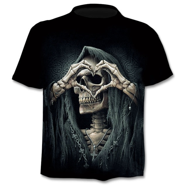 Skull graphic T-shirt horror men's T-shirt 3D fashion tops summer T-shirt men's O-neck shirt boy clothing plus size streetwear | Vimost Shop.