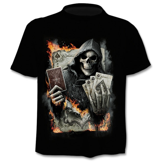 Skull graphic T-shirt horror men's T-shirt 3D fashion tops summer T-shirt men's O-neck shirt boy clothing plus size streetwear | Vimost Shop.
