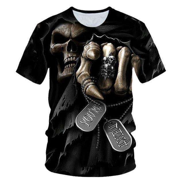 Skull Beauty Rock Cool 3D t shirts Mens Motorcycle Punk 3D Printed T shirt Men Clothes tshirt | Vimost Shop.