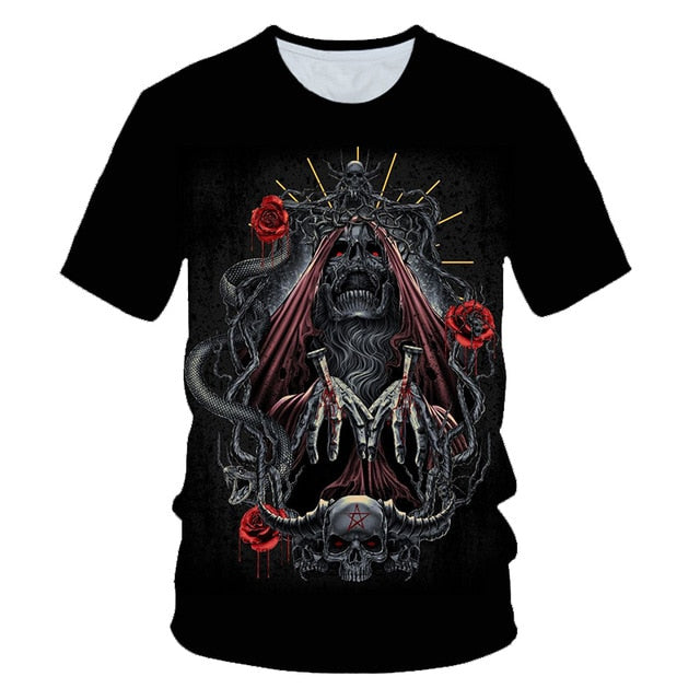 Skull Beauty Rock Cool 3D t shirts Mens Motorcycle Punk 3D Printed T shirt Men Clothes tshirt | Vimost Shop.