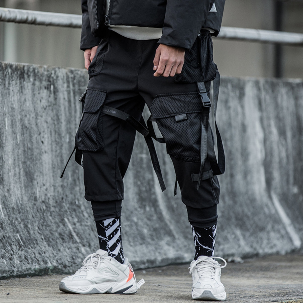 Ribbons Multi Pockets Cargo Pants Men Harajuku Casual Track Trouser Hip Hop Streetwear Techwear Pants Joggers Men | Vimost Shop.