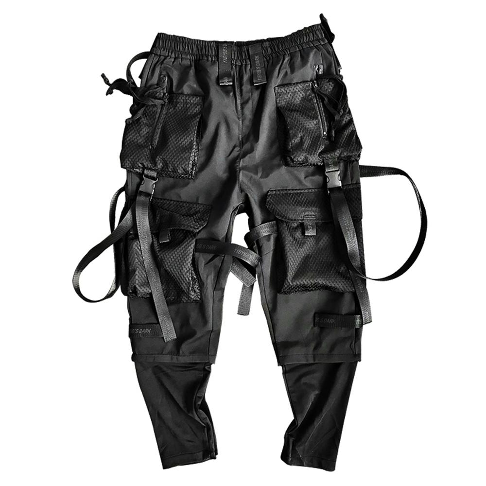 Ribbons Multi Pockets Cargo Pants Men Harajuku Casual Track Trouser Hip Hop Streetwear Techwear Pants Joggers Men | Vimost Shop.
