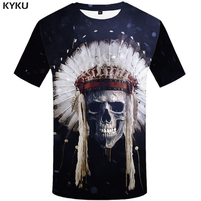 Skull T shirt Men Metal Tshirt Printed Rose Anime Clothes War Shirt Print Harajuku T-shirts 3d Mens Clothing | Vimost Shop.