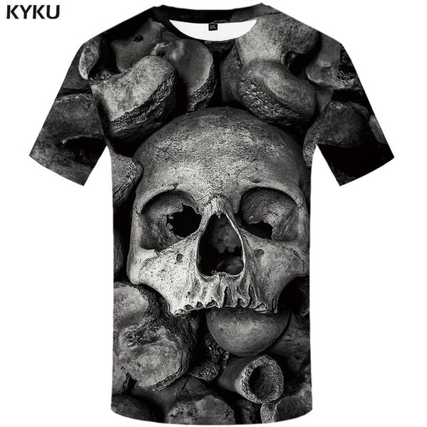 Skull T shirt Men Metal Tshirt Printed Rose Anime Clothes War Shirt Print Harajuku T-shirts 3d Mens Clothing | Vimost Shop.