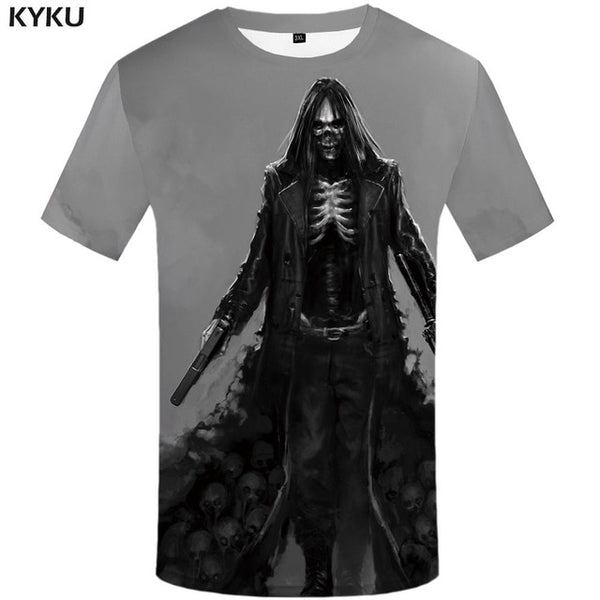 Skull T shirt Men Metal Tshirt Printed Rose Anime Clothes War Shirt Print Harajuku T-shirts 3d Mens Clothing | Vimost Shop.