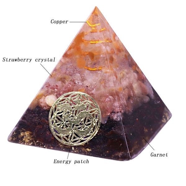 Orgone Energy Converter Orgonite Pyramid Natural Strawberry Crystal Soothe The Soul Stone That Change The Magnetic Field Of Life | Vimost Shop.
