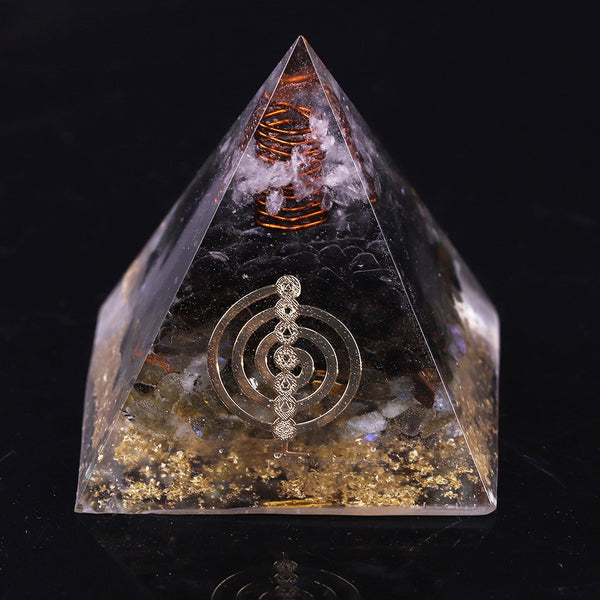 Reiki Orgonite Pyramid Smoky Quartz Natural Labradorite Repel Evil Spirits Pyramid Decoration Process Resin Gift | Vimost Shop.