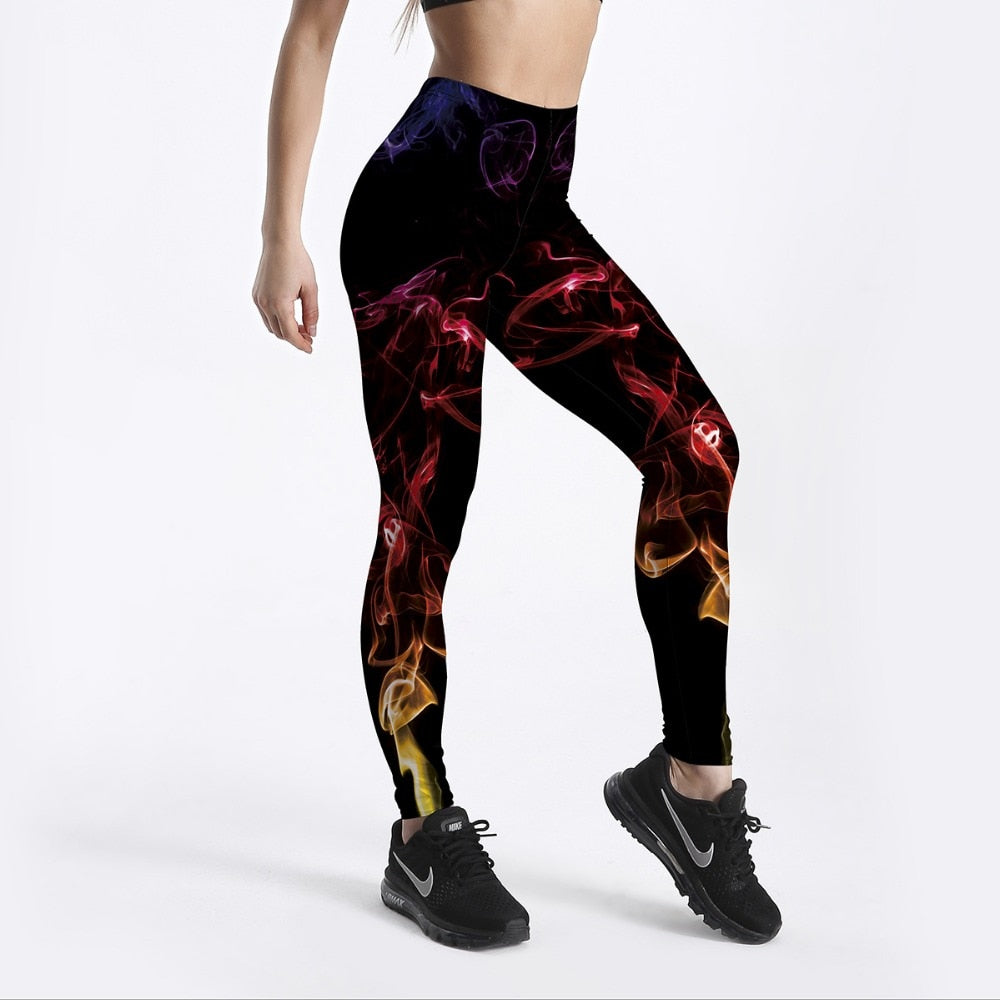 3D Digital Neon Printed For Women's Leggings Black Slim Fitness Leggings Mid Waist Ankle Length Pants Casual Workout | Vimost Shop.
