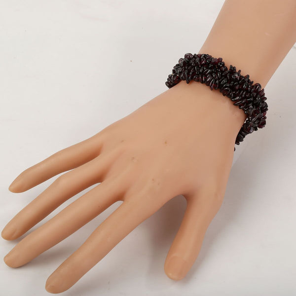 Garnet Stretch Cuff 5 Layer Braided Chunky Chakra Bracelet Handmade Wedding Jewelry gifts for Women Girls Mom | Vimost Shop.