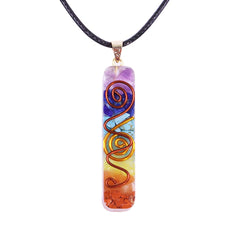 Reiki 7 Chakra Orgone  Pendant Necklace Energy Healing Crystals Chips Tumbled Stones Mixed Orgonite Resin Necklace
