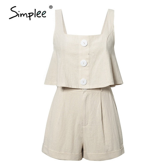 Simplee Casual two-piece women playsuits Sleeveless | Vimost Shop.