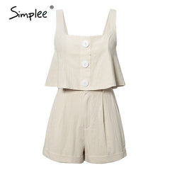 Simplee Casual two-piece women playsuits Sleeveless | Vimost Shop.