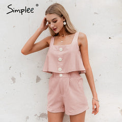 Simplee Casual two-piece women playsuits Sleeveless | Vimost Shop.