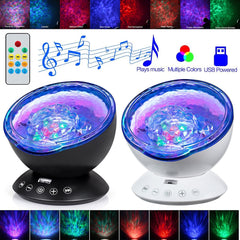 USB Projector Night Light Remote Control TF Cards Music Player Speaker Ocean Wave Projector Light Bedroom Kids Gift Projector