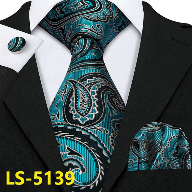 Male Luxury Neck Tie For Men Business Red Striped 100% Silk Tie Set Barry.Wang Fashion Design Neckwear Dropshipping LS-5022 | Vimost Shop.