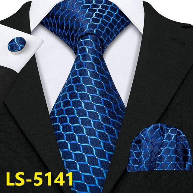 Male Luxury Neck Tie For Men Business Red Striped 100% Silk Tie Set Barry.Wang Fashion Design Neckwear Dropshipping LS-5022 | Vimost Shop.