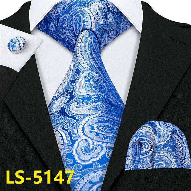 Male Luxury Neck Tie For Men Business Red Striped 100% Silk Tie Set Barry.Wang Fashion Design Neckwear Dropshipping LS-5022 | Vimost Shop.