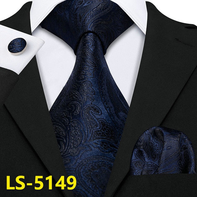 Male Luxury Neck Tie For Men Business Red Striped 100% Silk Tie Set Barry.Wang Fashion Design Neckwear Dropshipping LS-5022 | Vimost Shop.
