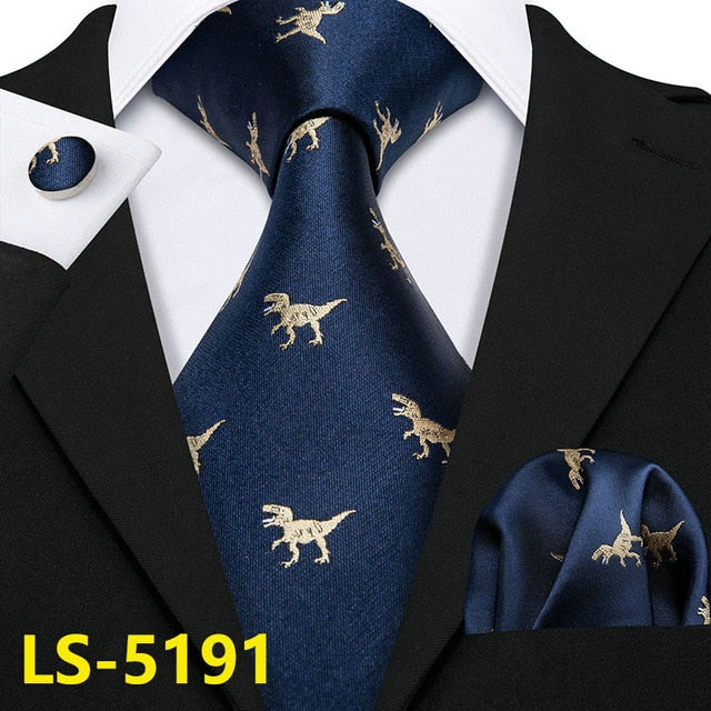 Male Luxury Neck Tie For Men Business Red Striped 100% Silk Tie Set Barry.Wang Fashion Design Neckwear Dropshipping LS-5022 | Vimost Shop.