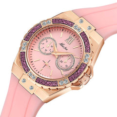 Women's Watches Chronograph Rose Gold Sport Watch Ladies Diamond Blue Rubber Band Xfcs Analog Female Quartz Wristwatch | Vimost Shop.