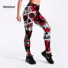 Women's Skull&flower Black Leggings Digital Print Pants Trousers Stretch Pants Plus Size | Vimost Shop.