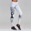 Women's Skull&flower Black Leggings Digital Print Pants Trousers Stretch Pants Plus Size | Vimost Shop.