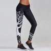 Women's Skull&flower Black Leggings Digital Print Pants Trousers Stretch Pants Plus Size | Vimost Shop.