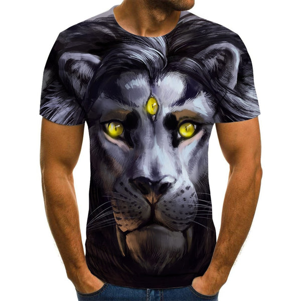 Men's T-shirt fierce lion tiger tops 3D printed short-sleeved funny animal T-shirt casual round neck shirt streetwear | Vimost Shop.