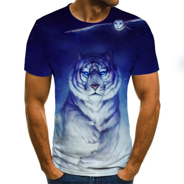 Men's T-shirt fierce lion tiger tops 3D printed short-sleeved funny animal T-shirt casual round neck shirt streetwear | Vimost Shop.