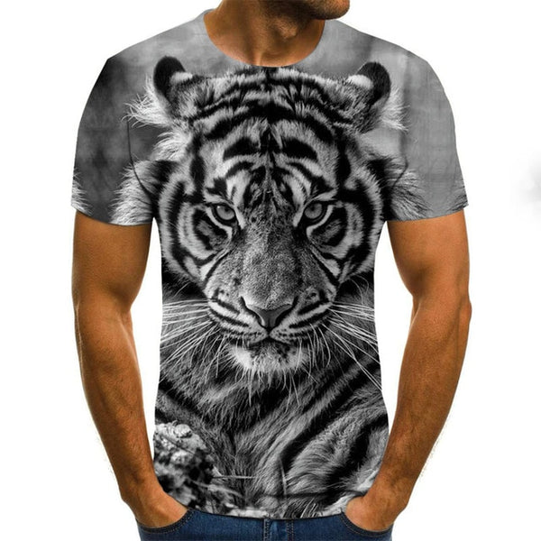 Men's T-shirt fierce lion tiger tops 3D printed short-sleeved funny animal T-shirt casual round neck shirt streetwear | Vimost Shop.