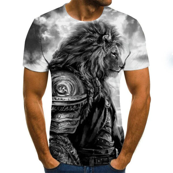 Men's T-shirt fierce lion tiger tops 3D printed short-sleeved funny animal T-shirt casual round neck shirt streetwear | Vimost Shop.