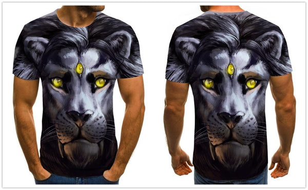 Men's T-shirt fierce lion tiger tops 3D printed short-sleeved funny animal T-shirt casual round neck shirt streetwear | Vimost Shop.