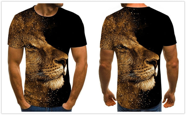 Men's T-shirt fierce lion tiger tops 3D printed short-sleeved funny animal T-shirt casual round neck shirt streetwear | Vimost Shop.