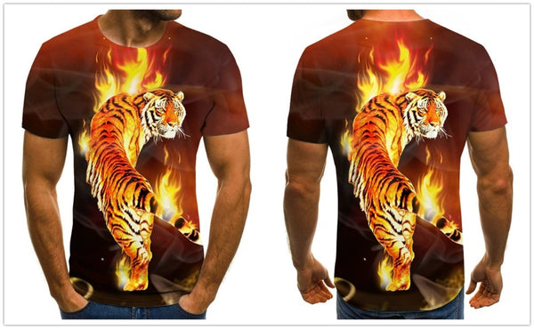 Men's T-shirt fierce lion tiger tops 3D printed short-sleeved funny animal T-shirt casual round neck shirt streetwear | Vimost Shop.