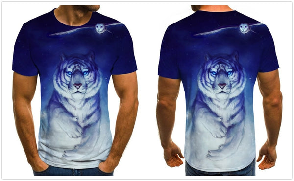 Men's T-shirt fierce lion tiger tops 3D printed short-sleeved funny animal T-shirt casual round neck shirt streetwear | Vimost Shop.