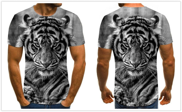 Men's T-shirt fierce lion tiger tops 3D printed short-sleeved funny animal T-shirt casual round neck shirt streetwear | Vimost Shop.