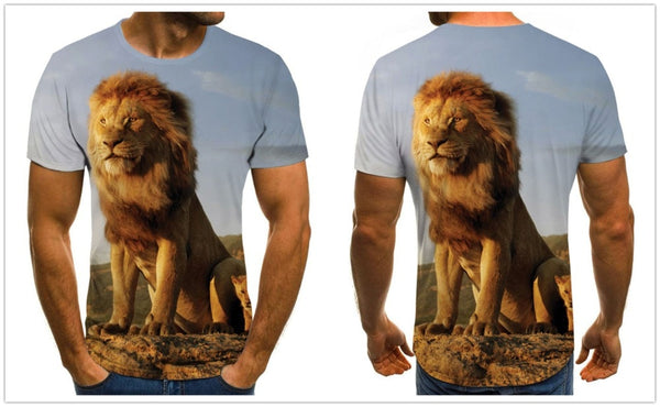 Men's T-shirt fierce lion tiger tops 3D printed short-sleeved funny animal T-shirt casual round neck shirt streetwear | Vimost Shop.