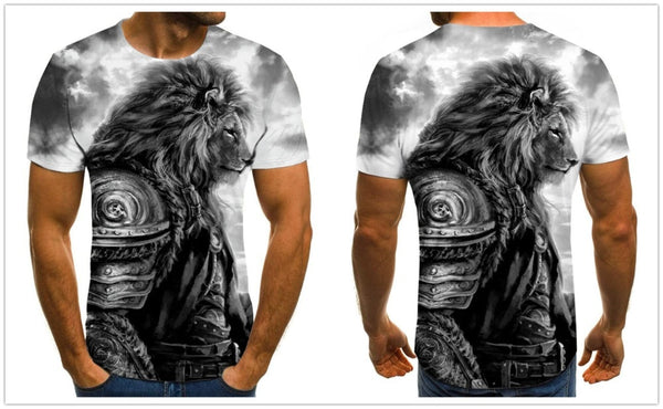 Men's T-shirt fierce lion tiger tops 3D printed short-sleeved funny animal T-shirt casual round neck shirt streetwear | Vimost Shop.