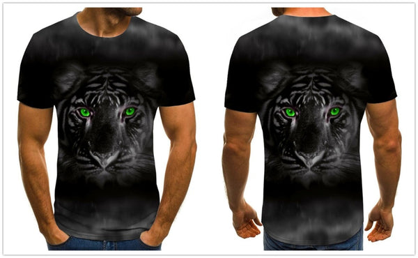 Men's T-shirt fierce lion tiger tops 3D printed short-sleeved funny animal T-shirt casual round neck shirt streetwear | Vimost Shop.