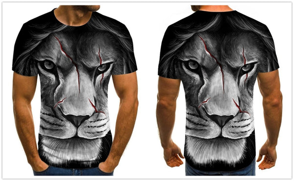 Men's T-shirt fierce lion tiger tops 3D printed short-sleeved funny animal T-shirt casual round neck shirt streetwear | Vimost Shop.