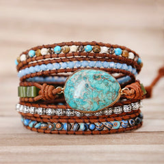 Unique Punk Bracelets Women Wrap Bracelets Natural Stones 5 Layers Leather Cuff Bracelet Femme Bracelets Gifts | Vimost Shop.